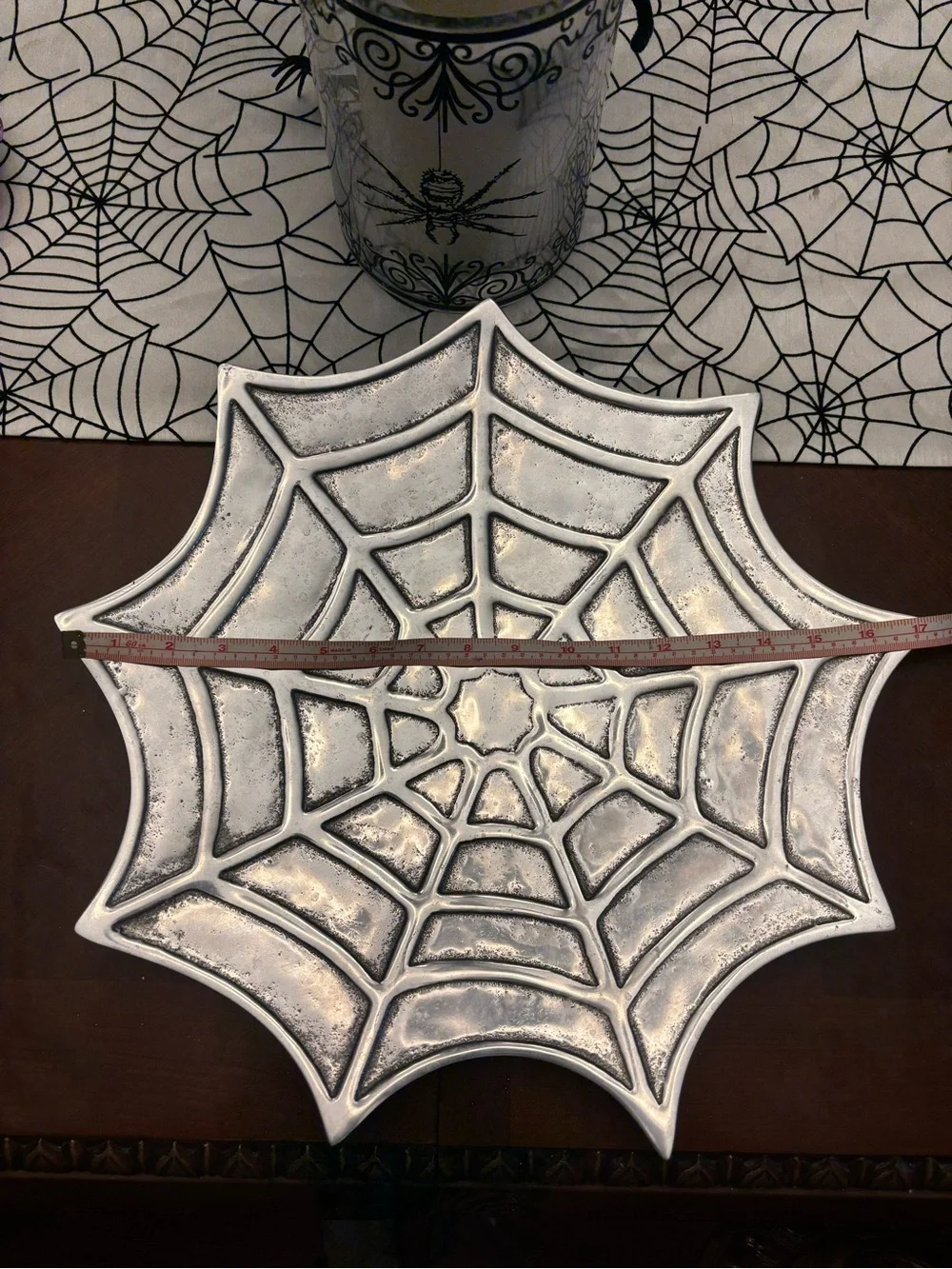 Metallic Silver Spiderweb Platter